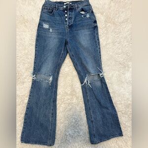 PACSUN High Rise Bootcut Distressed Denim Jeans Medium Wash 28